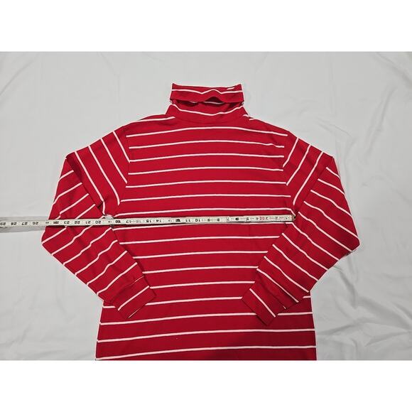 Eddie Bauer Mens Red White Stripe Turtleneck Large - Picture 2 of 4